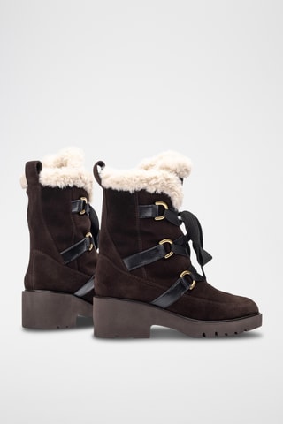 Botines de piel forrados - Marrón y negro