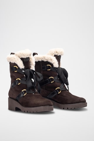 Botines de piel forrados - Marrón y negro