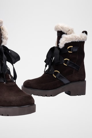 Botines de piel forrados - Marrón y negro