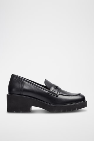 Mocasines de piel de cuña - Negro
