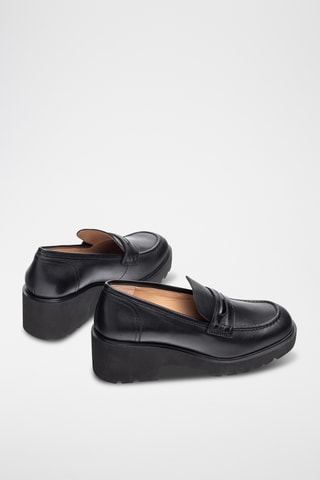 Mocasines de piel de cuña - Negro