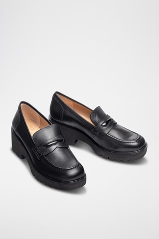 Mocasines de piel de cuña - Negro