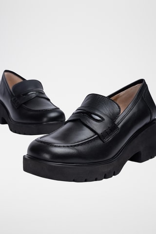 Mocasines de piel de cuña - Negro