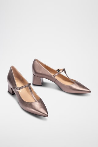 Zapatos de piel de tacón - Gris