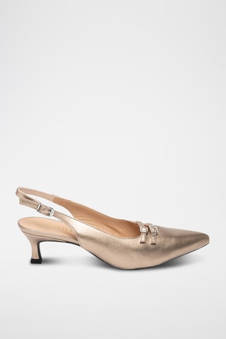 Zapatos de piel de tacón - Dorado