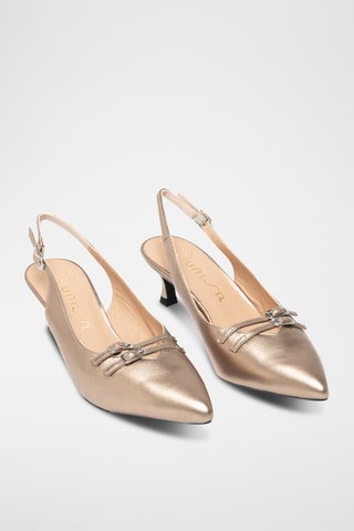 Zapatos de piel de tacón - Dorado