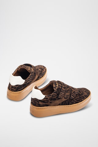 Zapatillas de piel con plataforma - Marrón oscuro