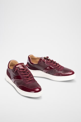 Zapatillas de piel con plataforma - Burdeos