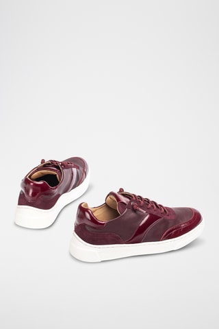 Zapatillas de piel con plataforma - Burdeos