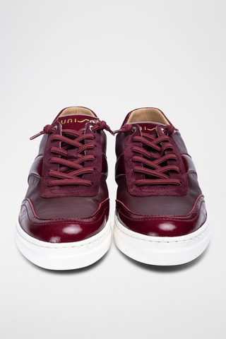 Zapatillas de piel con plataforma - Burdeos
