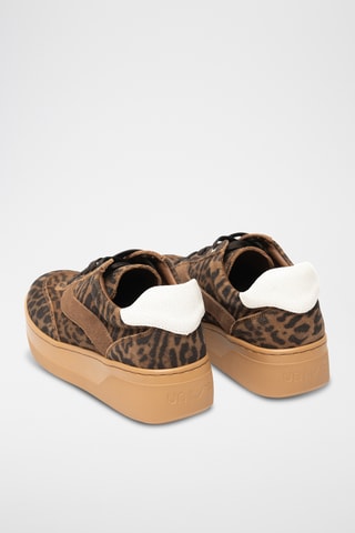 Zapatillas de piel con plataforma - Marrón oscuro