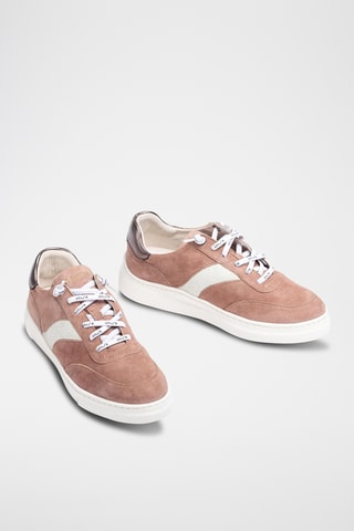 Zapatillas de piel con plataforma - Marrón claro