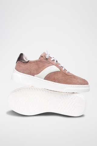 Zapatillas de piel con plataforma - Marrón claro