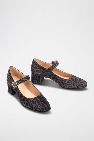 Zapatos de piel de tacón - Gris oscuro y negro