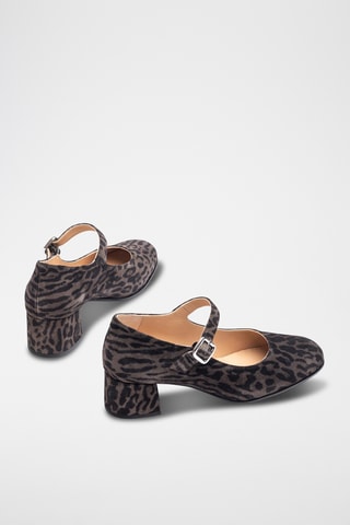 Zapatos de piel de tacón - Gris oscuro y negro
