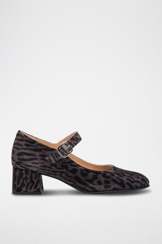 Zapatos de piel de tacón - Gris oscuro y negro