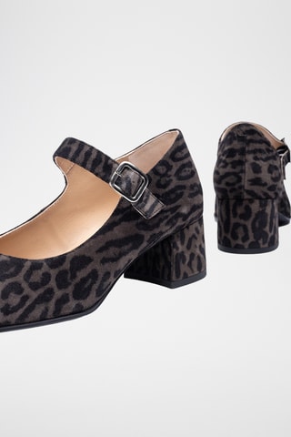 Zapatos de piel de tacón - Gris oscuro y negro