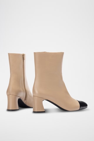 Botines de piel - Beige y negro