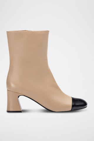 Botines de piel - Beige y negro