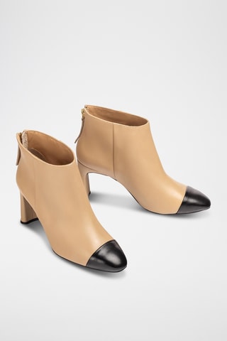 Botines de piel - Beige y negro