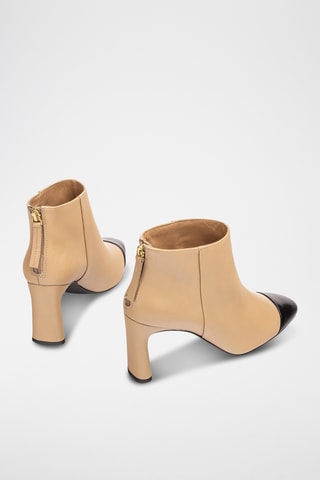 Botines de piel - Beige y negro