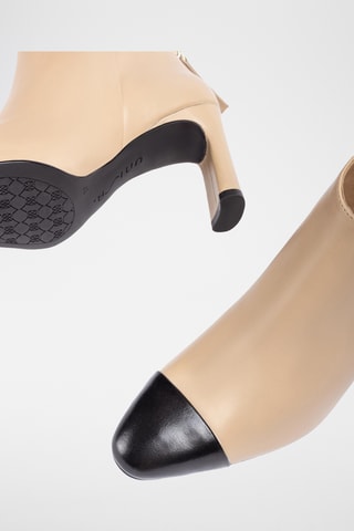 Botines de piel - Beige y negro