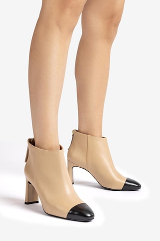Botines de piel - Beige y negro
