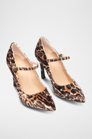 Zapatos de piel de tacón - Beige y marrón