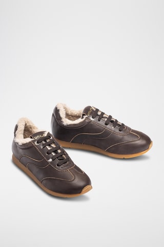 Zapatillas de piel - Marrón oscuro