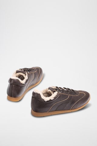 Zapatillas de piel - Marrón oscuro