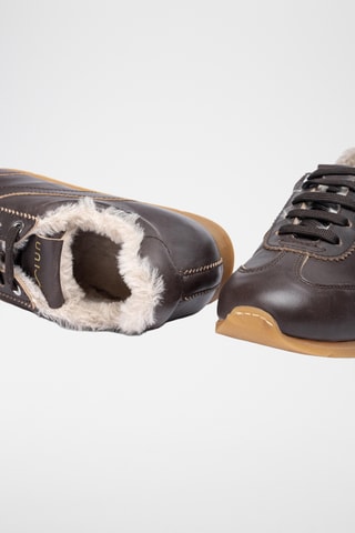 Zapatillas de piel - Marrón oscuro