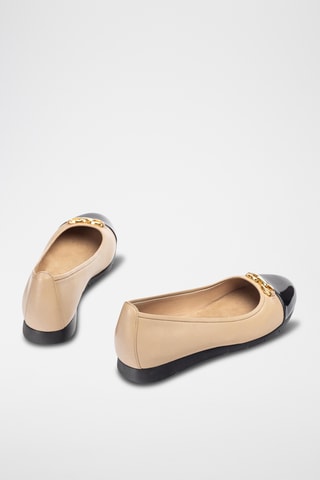 Bailarinas de piel de charol - Beige y negro