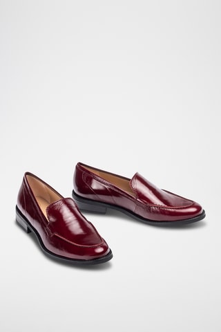 Mocasines de piel de charol de tacón - Burdeos