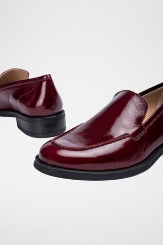 Mocasines de piel de charol de tacón - Burdeos