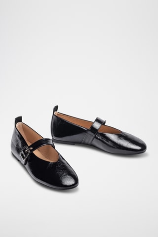 Bailarinas de piel de charol - Negro