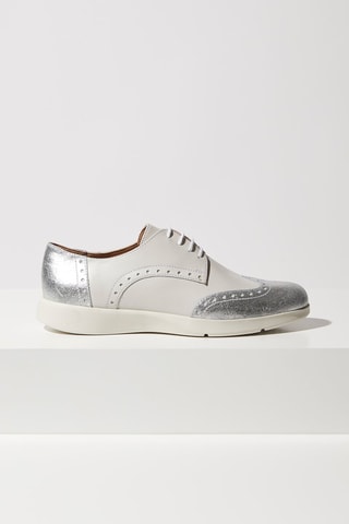 Derbys en cuir Blanc et argenté
