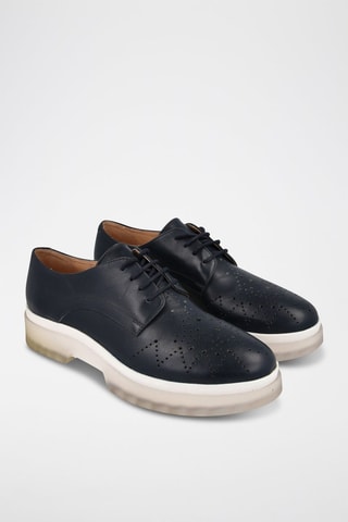 Derbys plateformes en cuir - Bleu marine