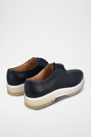 Derbys plateformes en cuir - Bleu marine