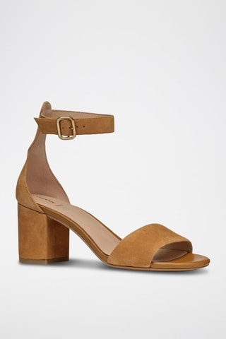 Sandales à talons en cuir de chèvre nubuck Virnilisa - Marron clair