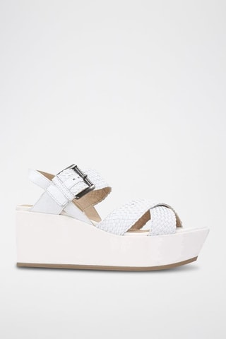 Sandales compensées en cuir Zerfie - Blanc