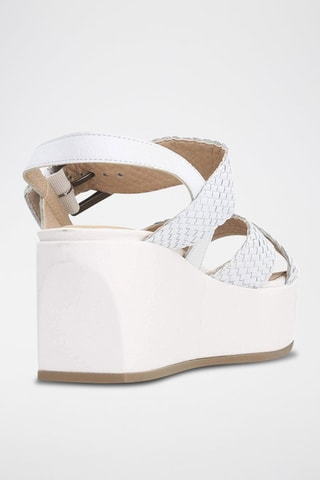 Sandales compensées en cuir Zerfie - Blanc