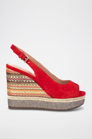 Sandales compensées en nubuck Yulimar - Rouge