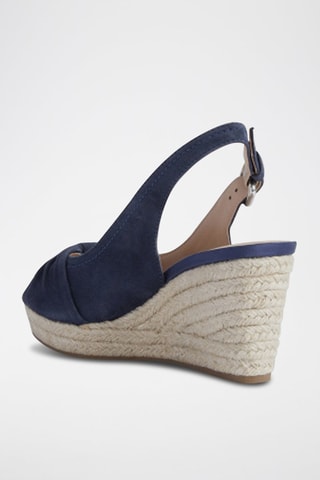 Sandales compensées en nubuck Soleil - Bleu marine