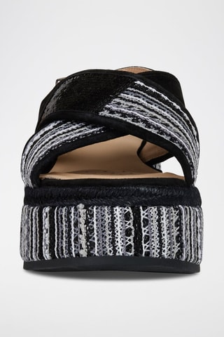 Sandales compensées en cuir de chèvre Shakima - Noir et blanc 