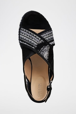 Sandales compensées en cuir de chèvre Shakima - Noir et blanc 