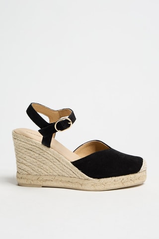 Sandales compensées en cuir suédé - Noir