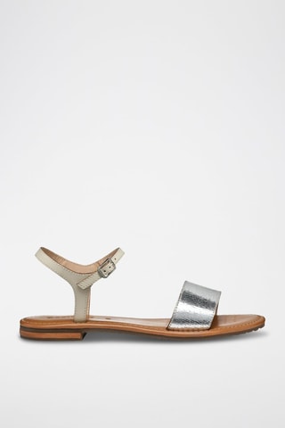 Sandales en cuir de chèvre Sozy - Argenté et écru