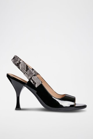 Sandales à talons en cuir verni Elisangel - Noir
