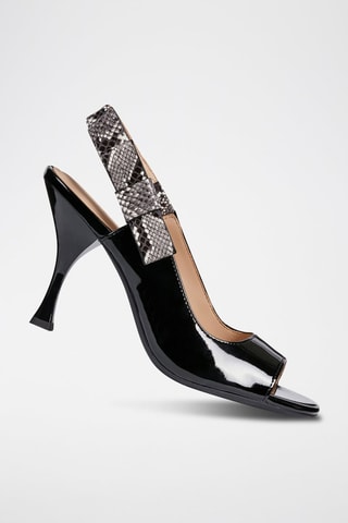 Sandales à talons en cuir verni Elisangel - Noir