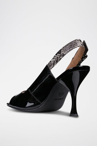 Sandales à talons en cuir verni Elisangel - Noir